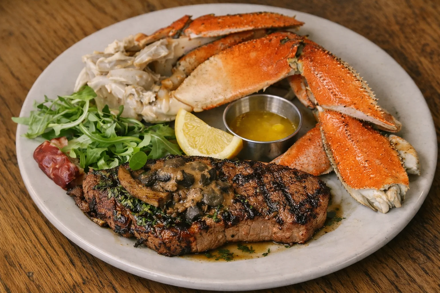6oz. Chilled Dungeness Crab, 6oz. New York Steak